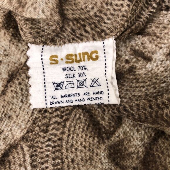 Samantha Sung Dress Brown Cable Knit Print Hand Painted Wool Silk Blend - Picture 5 of 8